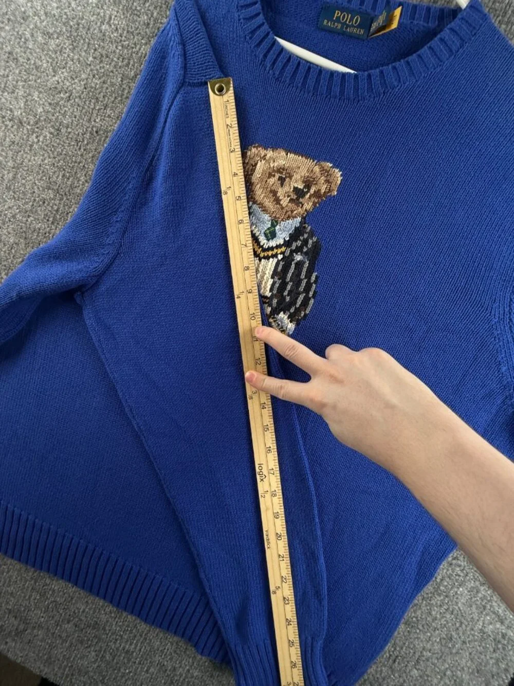 Polo Ralph Lauren Bear Cotton Sweater Blue 2XL QR Knit Pullover Preppy Drip